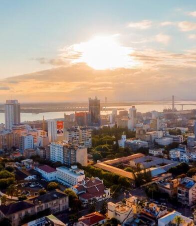 Soak up the vibrant city of Maputo, Mozambique, from above in this stunning aerial photograph. 