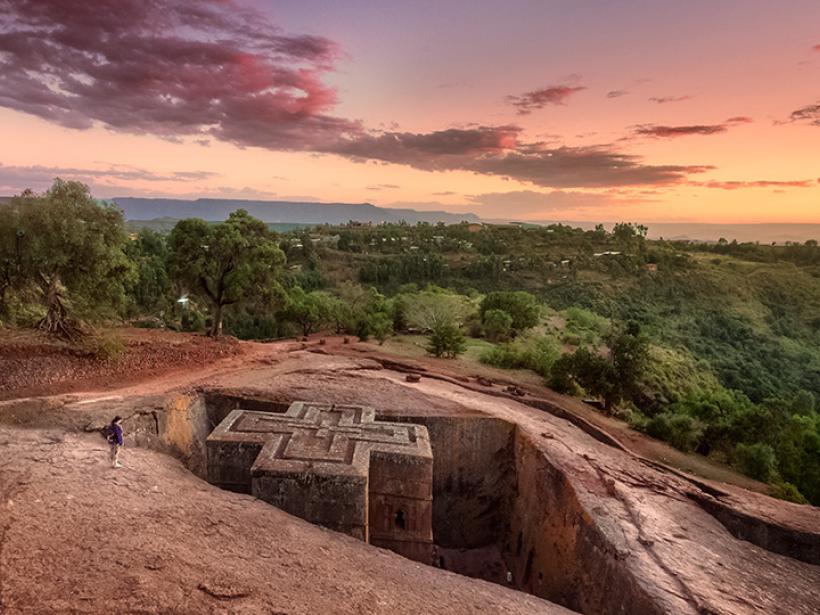 Gaze upon the carved structure of St George Church, a monolithic building in Lalibela