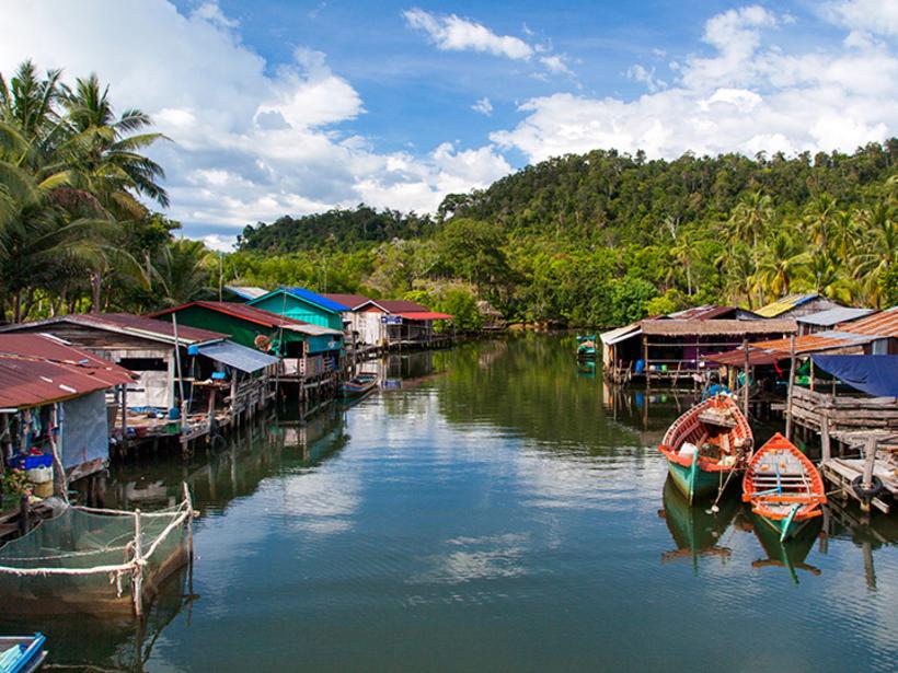 Take a break from land life and head to Tonle Sap, a floating village full of restaurants, markets, and stunning homes