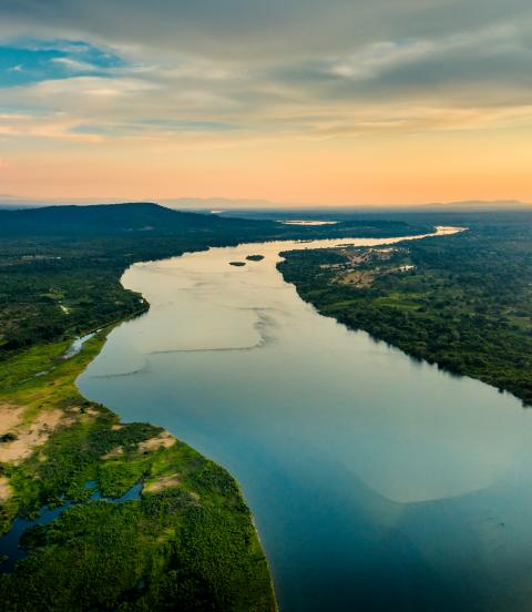 Aerial view on the river and surrounding areas