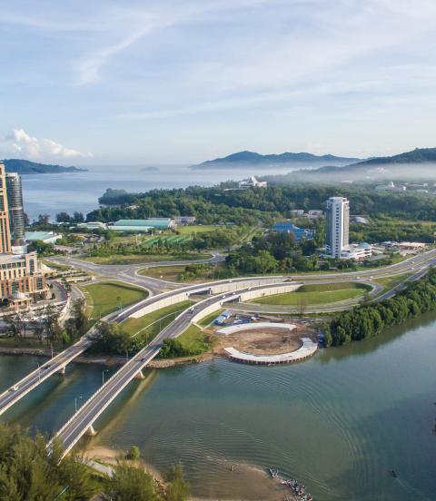 Aerial view of Kota Kinabalu city on Sabah Malaysia, Borneo