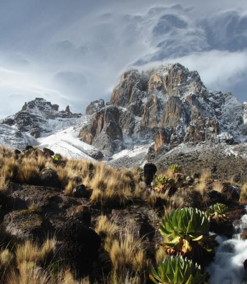 Sunrise on Mount Kenya from Shipton Camp