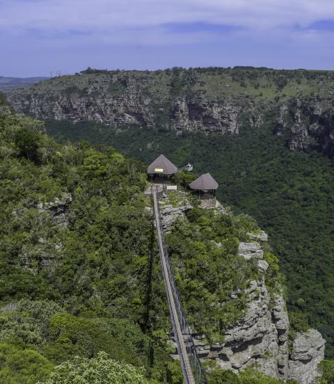 Lake Eland Nature reserve in Oribi gorge with a hanging suspension bridge South Africa