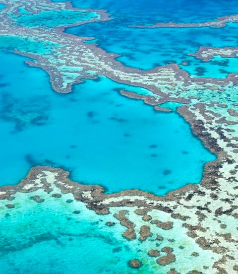 Aerial view of the Great Barrier Reef in Australia