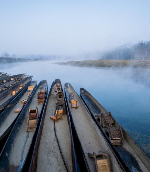 Boats anchoring in East Rapti River