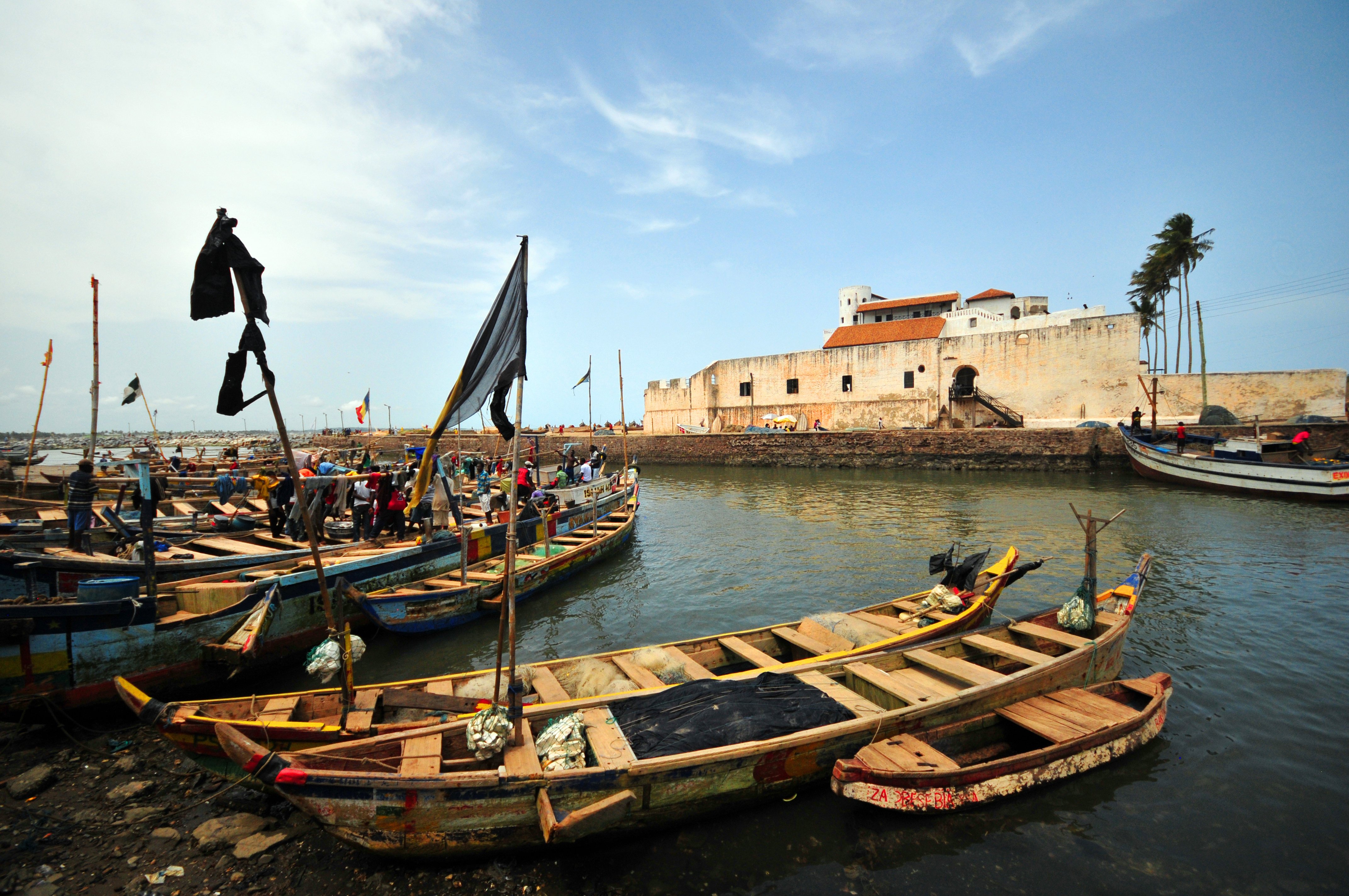 Elmina Castle and the creek, a 15th century fortress, Feitoria da Mina, Gold Coast a Unesco world heritage site