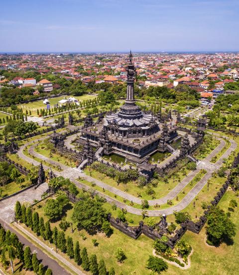 Aerial View of Bajra Sandhi Monument in Denpasar, Bali, Indonesia