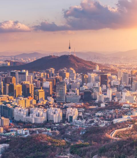 Sunset view of Seoul City Skyline, South Korea