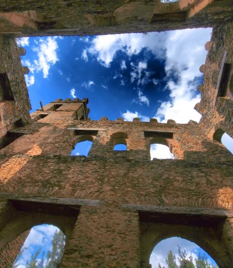 Roofless room at the Royal Grounds in Gondar Ethiopia