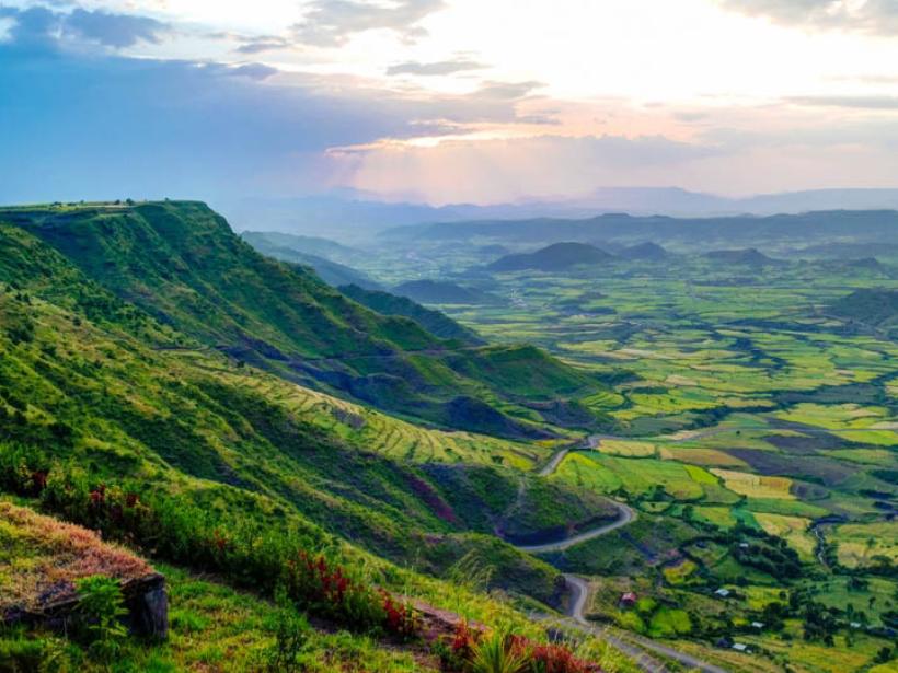 Capture the awe of the Simien Mountains, famous for their jagged peaks, dramatic cliffs, and endangered species