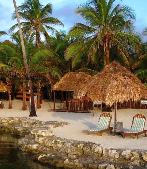 Tropical Resort in Morning Light at Ambergris Caye, Belize.