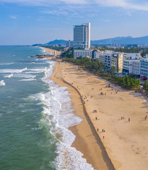 Aerial view of Gyeongpo Beach in Gangneung, Republic of Korea